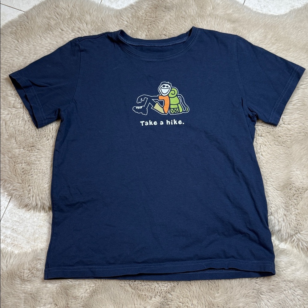 Life is Good Crusher Tee T Shirt Kids XL Take A Hike Short Sleeve Blue